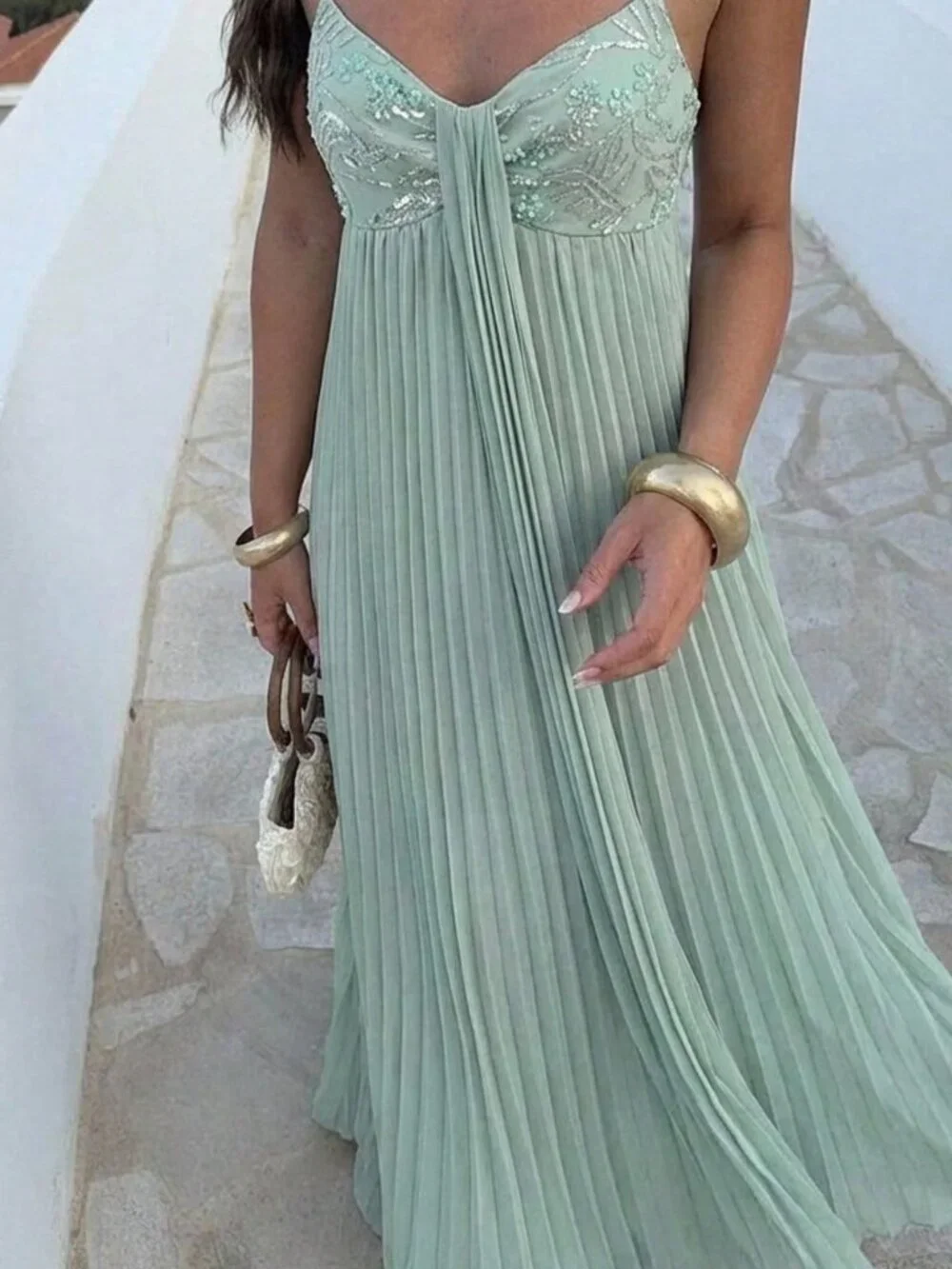 Baby Blue Casual Women's A-Line Sleeveless Cocktail Dress with Sequined Trim_10